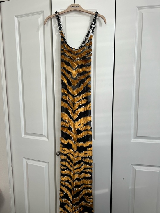 Roberto Cavalli Dresses & Skirts - Roberto Cavalli Gold and Black Tiger-Stripe Sequin Maxi Dress